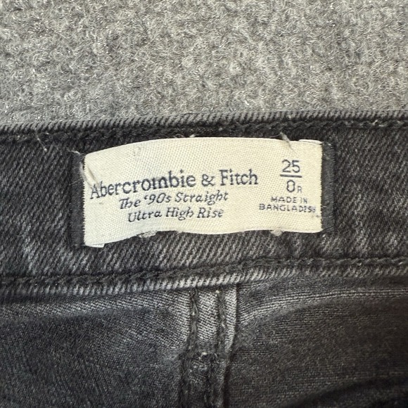 Abercrombie & Fitch Jeans Womens 25/0 Black 90s Straight Ultra High Rise Raw Hem - Picture 5 of 13